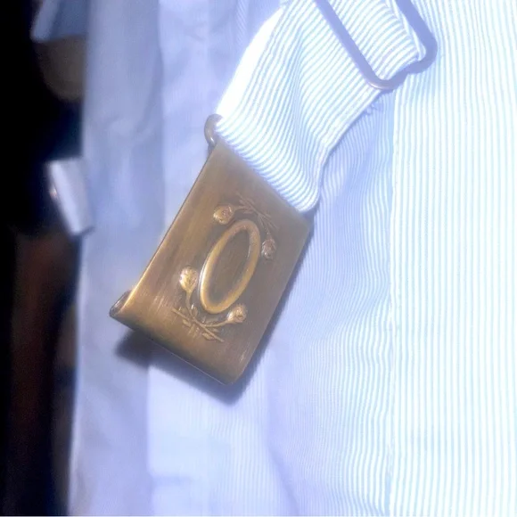 ORIG VTG Bill Parry Pinstriped Seersucker leisure suit with bronze buckle - Picture 8 of 15